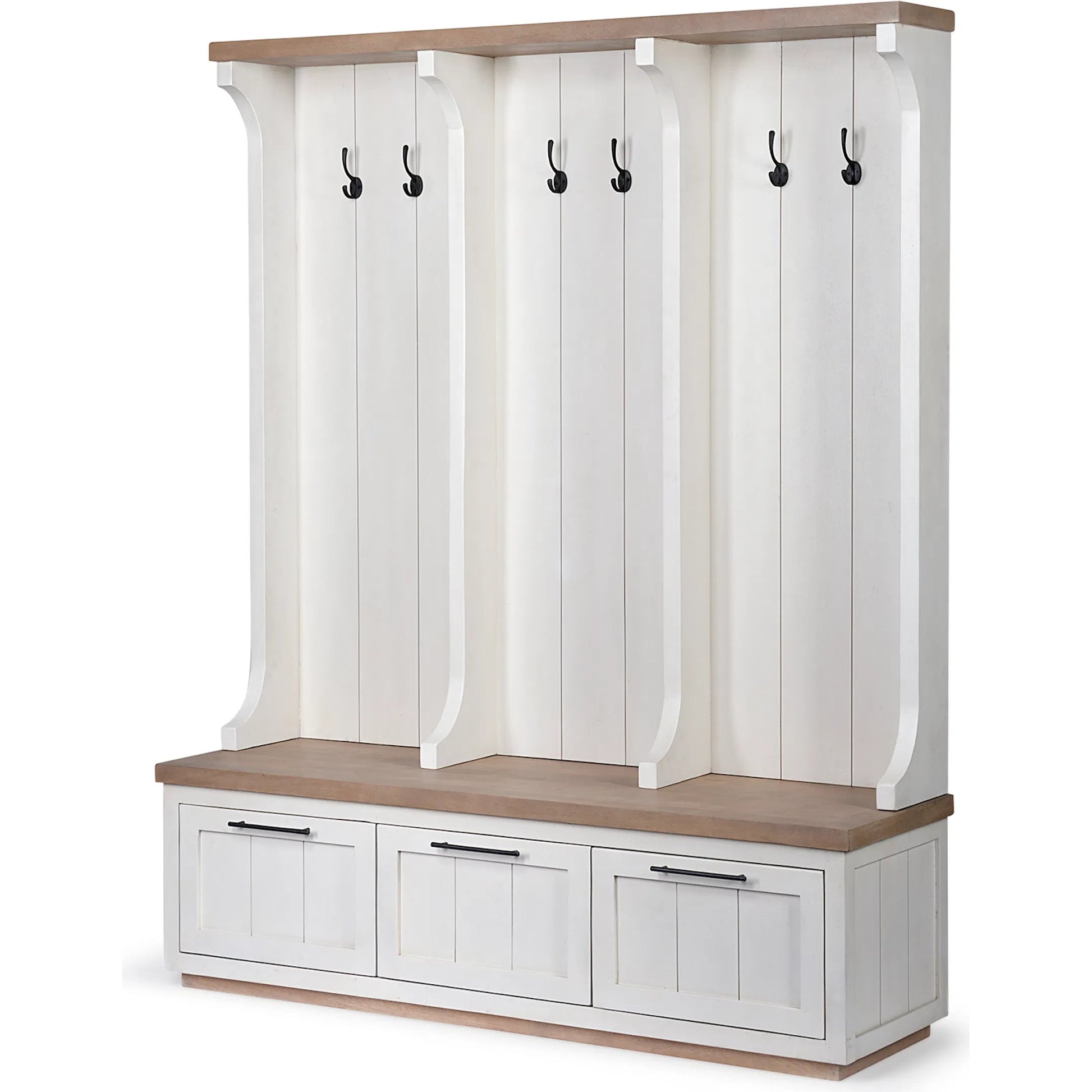 Fairview Hall Tree by Mercana in natural, white. Made from unique in a cottage & farmhouse style.
