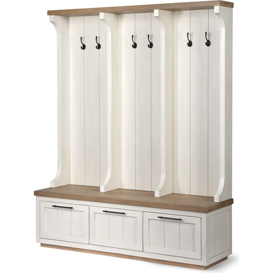 Fairview Hall Tree by Mercana in natural, white. Made from unique in a cottage & farmhouse style.