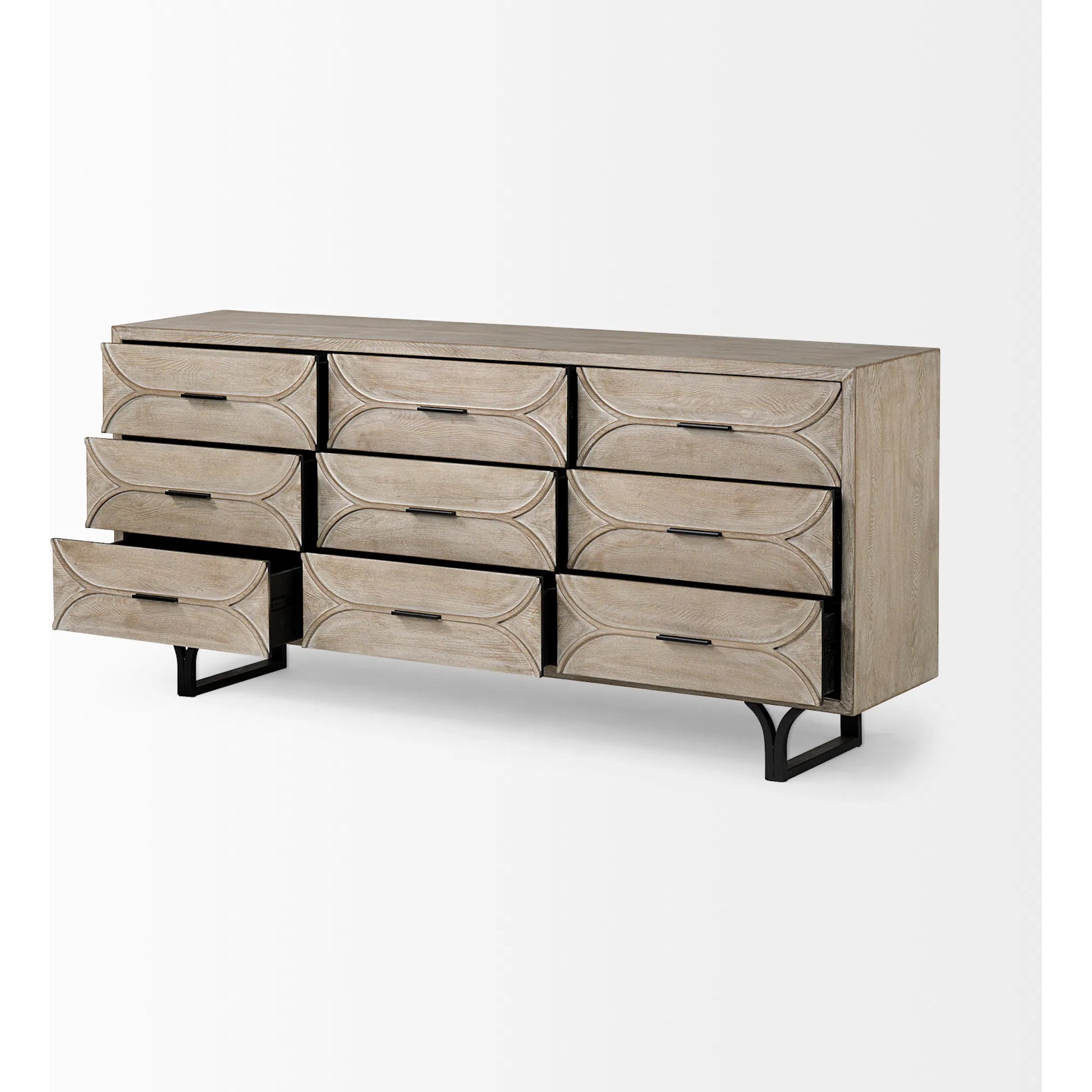 Giselle Sideboard by Mercana in light brown, whitewashed. Made from unique in a modern style.