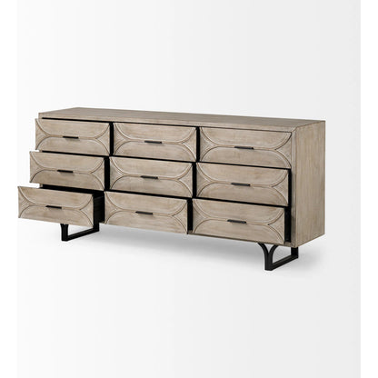 Giselle Sideboard by Mercana in light brown, whitewashed. Made from unique in a modern style.