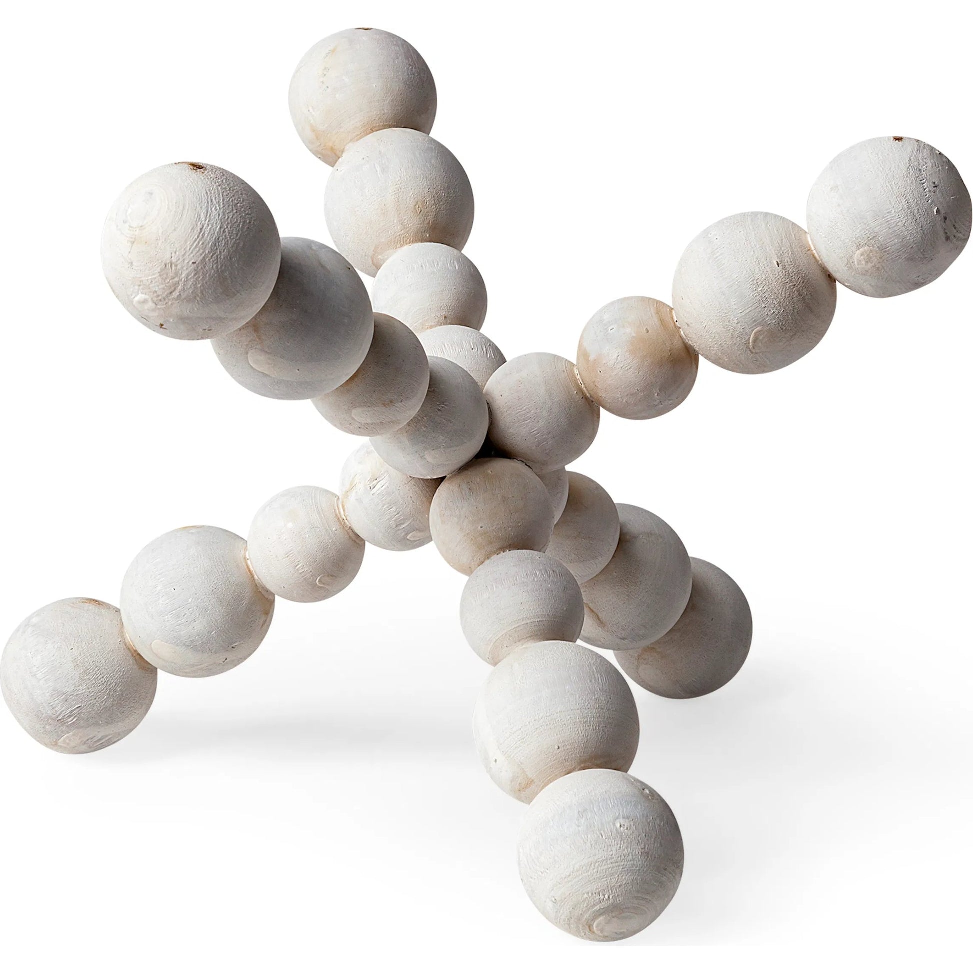 Carrollton I Off- Geometric Wood Ball Jack by Mercana in white wash. Made from unique in a eclectic & global style.