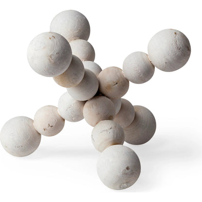 Carrollton I Off- Geometric Wood Ball Jack by Mercana in white wash. Made from unique in a eclectic & global style.