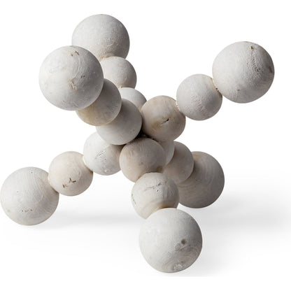 Carrollton I Off- Geometric Wood Ball Jack by Mercana in white wash. Made from unique in a eclectic & global style.
