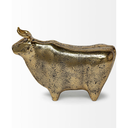 Taurus II Cast Aluminum Bull Decorative Object by Mercana in black. Made from unique in a eclectic & global style.