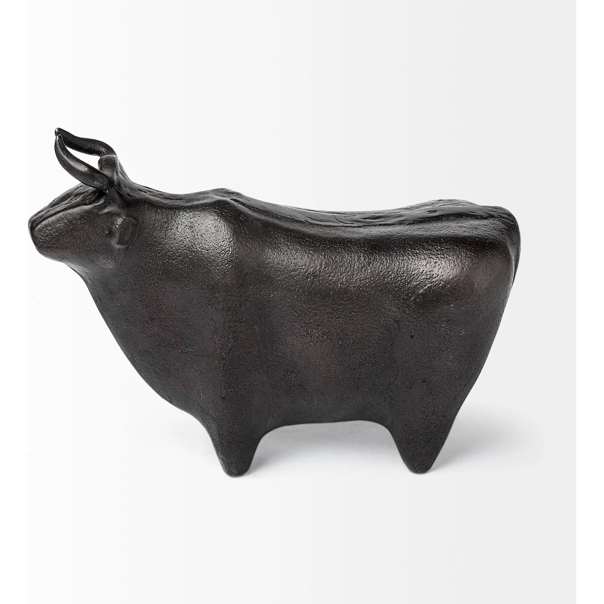 Taurus II Cast Aluminum Bull Decorative Object by Mercana in black. Made from unique in a eclectic & global style.