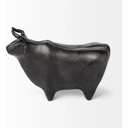 Taurus II Cast Aluminum Bull Decorative Object by Mercana in black. Made from unique in a eclectic & global style.
