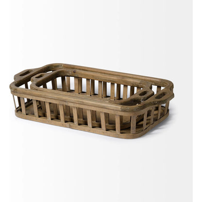 Louis Slated Nesting Trays Set of Two by Mercana in natural. Made from unique in a cottage & farmhouse style.