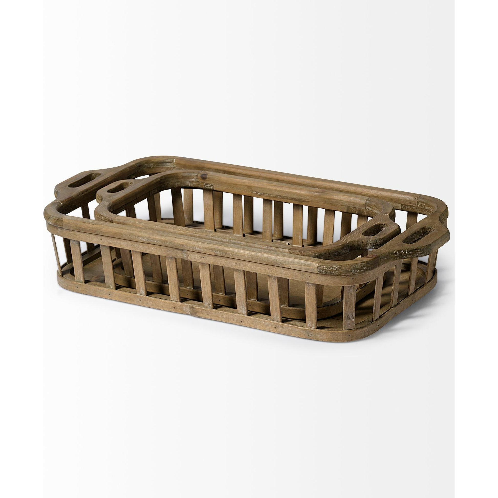 Louis Slated Nesting Trays Set of Two by Mercana in natural. Made from unique in a cottage & farmhouse style.