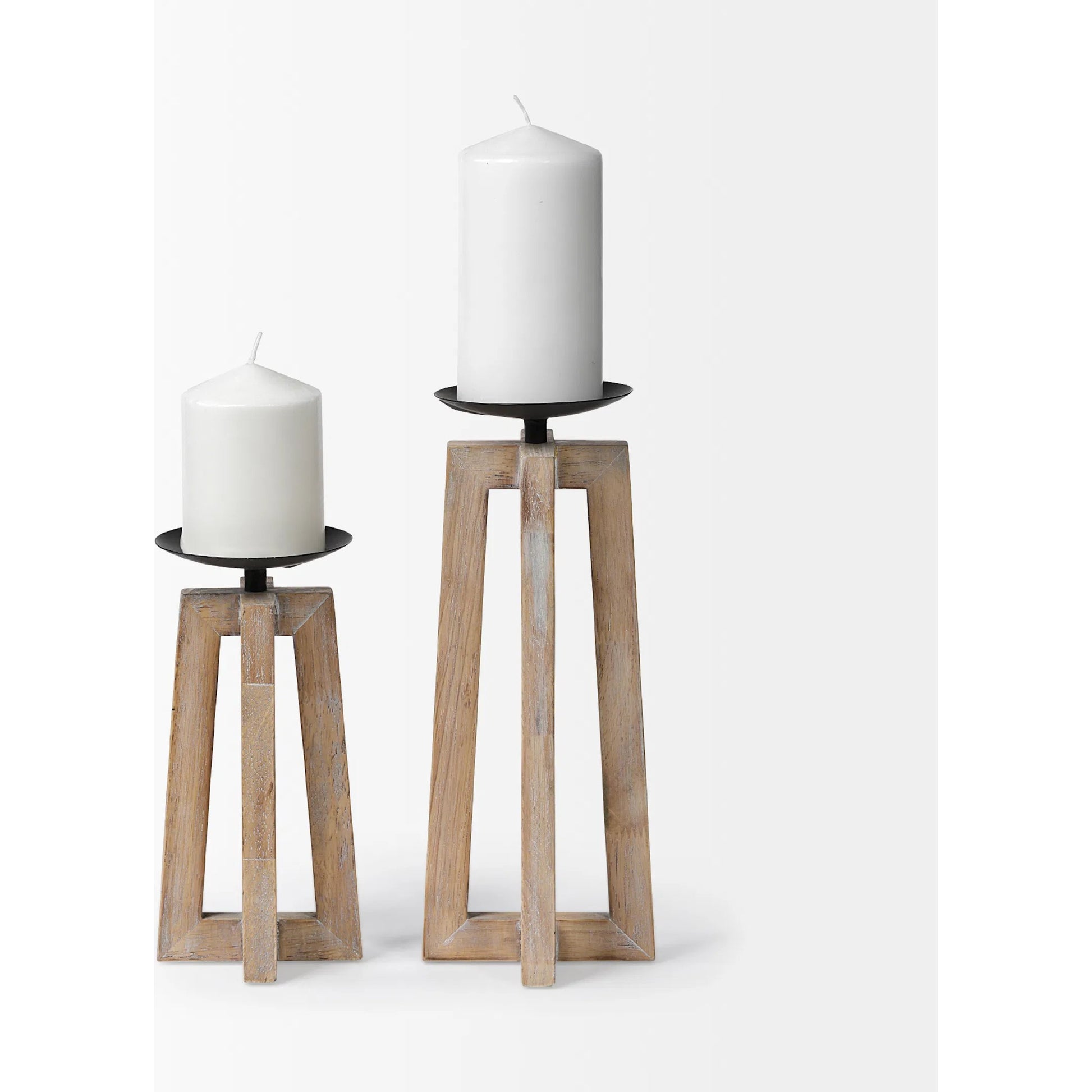 Astra Light Wood Pedestal Base Table Candle Holder by Mercana in natural. Made from unique in a coastal style.
