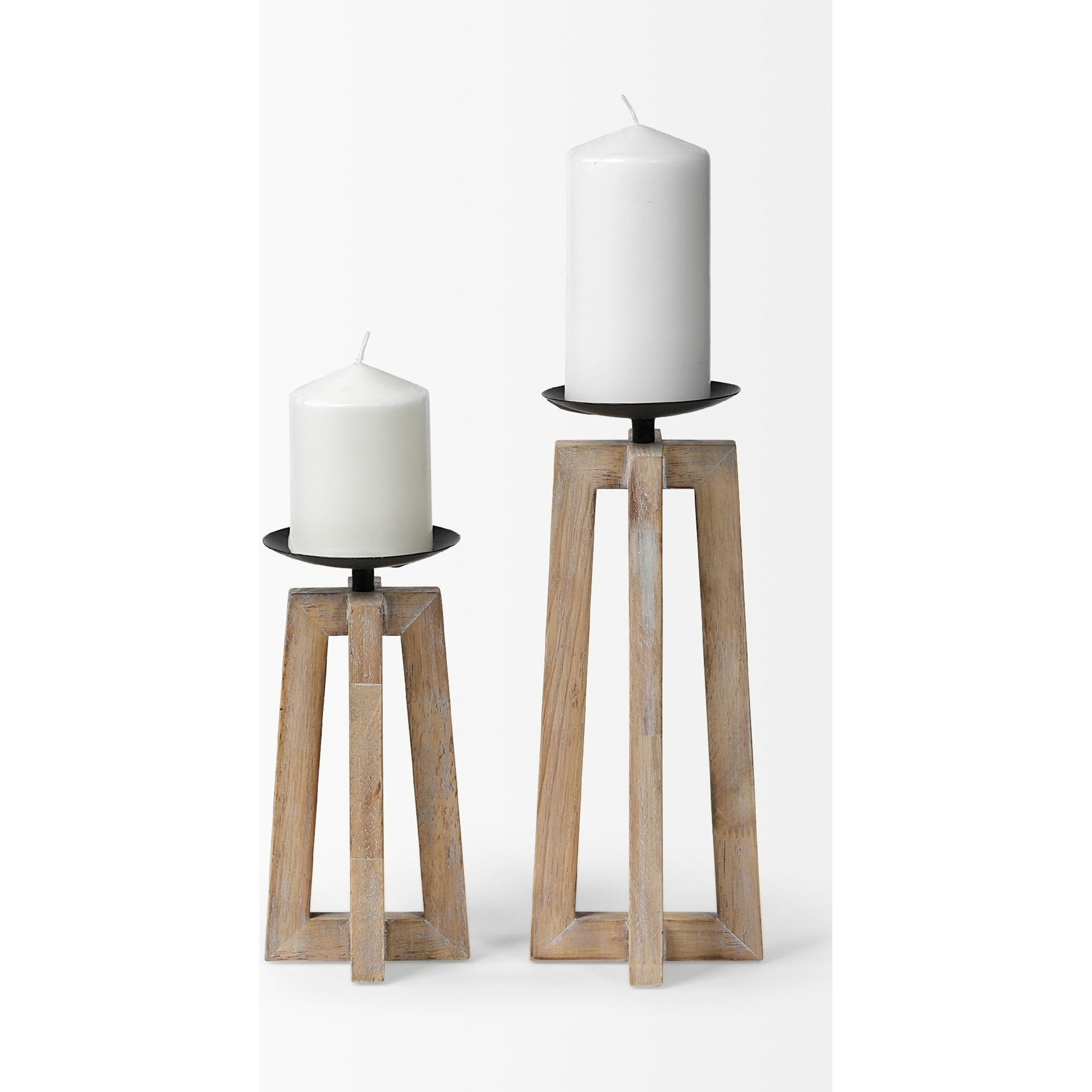 Astra Light Wood Pedestal Base Table Candle Holder by Mercana in natural. Made from unique in a coastal style.