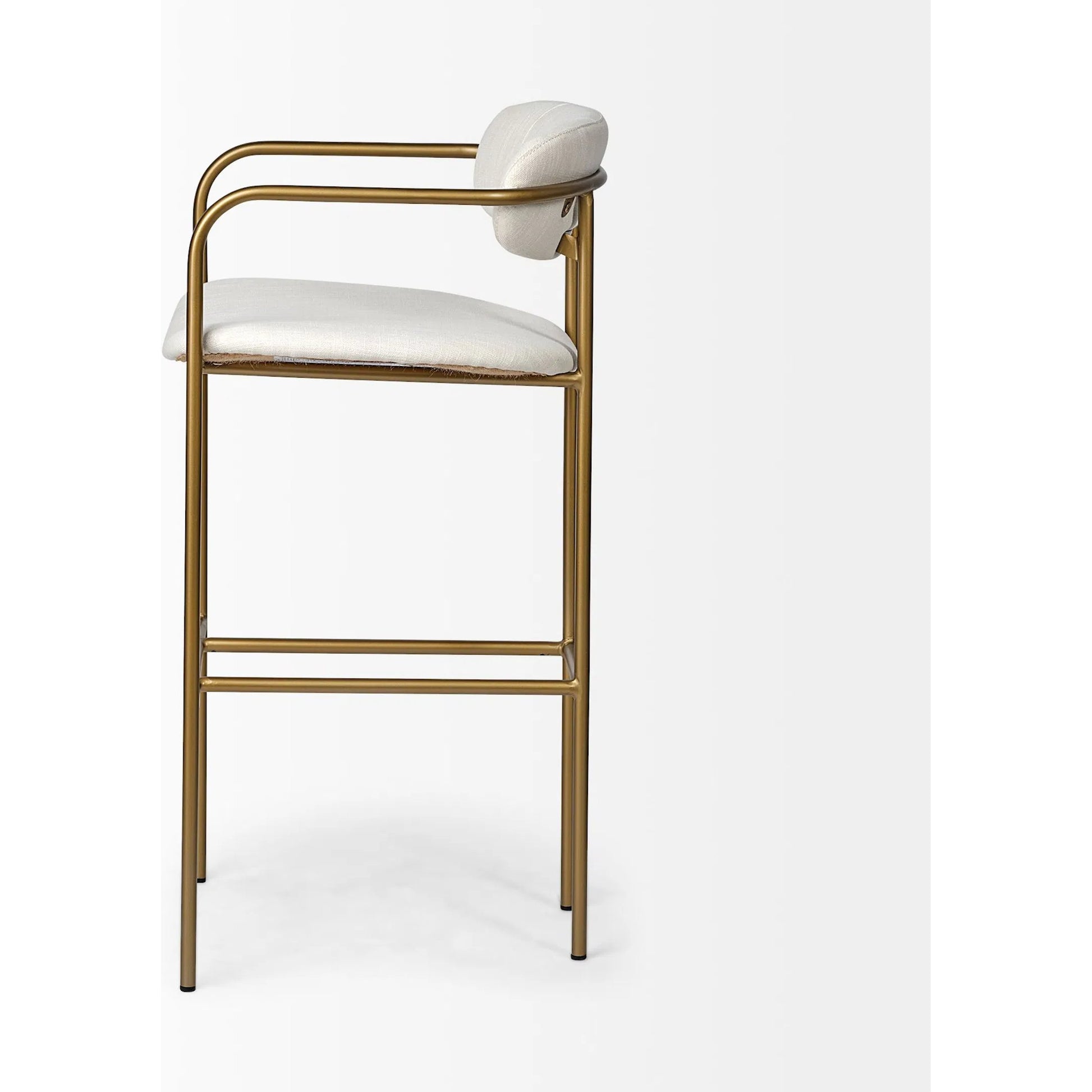 Parker Upholstered Seat Bar Stool by Mercana. Made from fabric in a modern style.