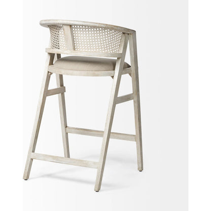 Tabitha Upholstered Seat Bar/Counter Stool by Mercana in blonde. Made from unique in a coastal style.