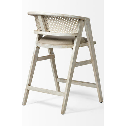 Tabitha Upholstered Seat Bar/Counter Stool by Mercana in blonde. Made from unique in a coastal style.