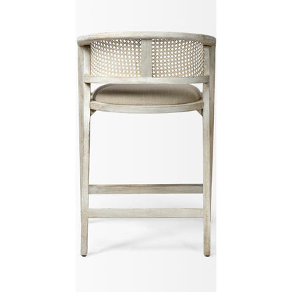 Tabitha Upholstered Seat Bar/Counter Stool by Mercana in blonde. Made from unique in a coastal style.