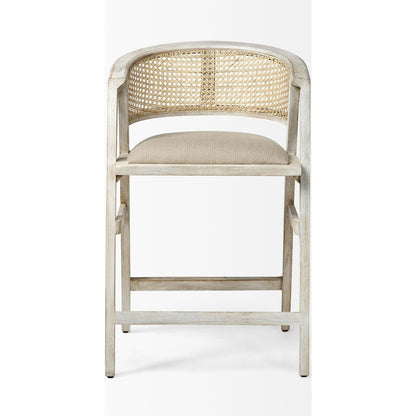 Tabitha Upholstered Seat Bar/Counter Stool by Mercana in blonde. Made from unique in a coastal style.
