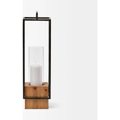 Orionis Wood Black Lantern Candle Holder by Mercana in natural. Made from unique in a modern style.