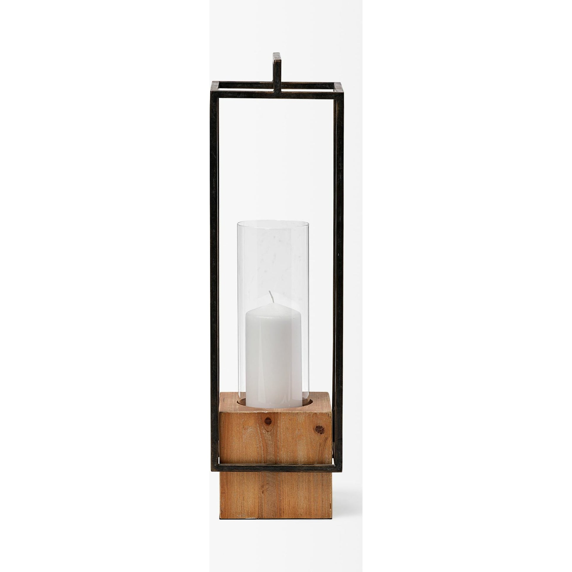 Orionis Wood Black Lantern Candle Holder by Mercana in natural. Made from unique in a modern style.