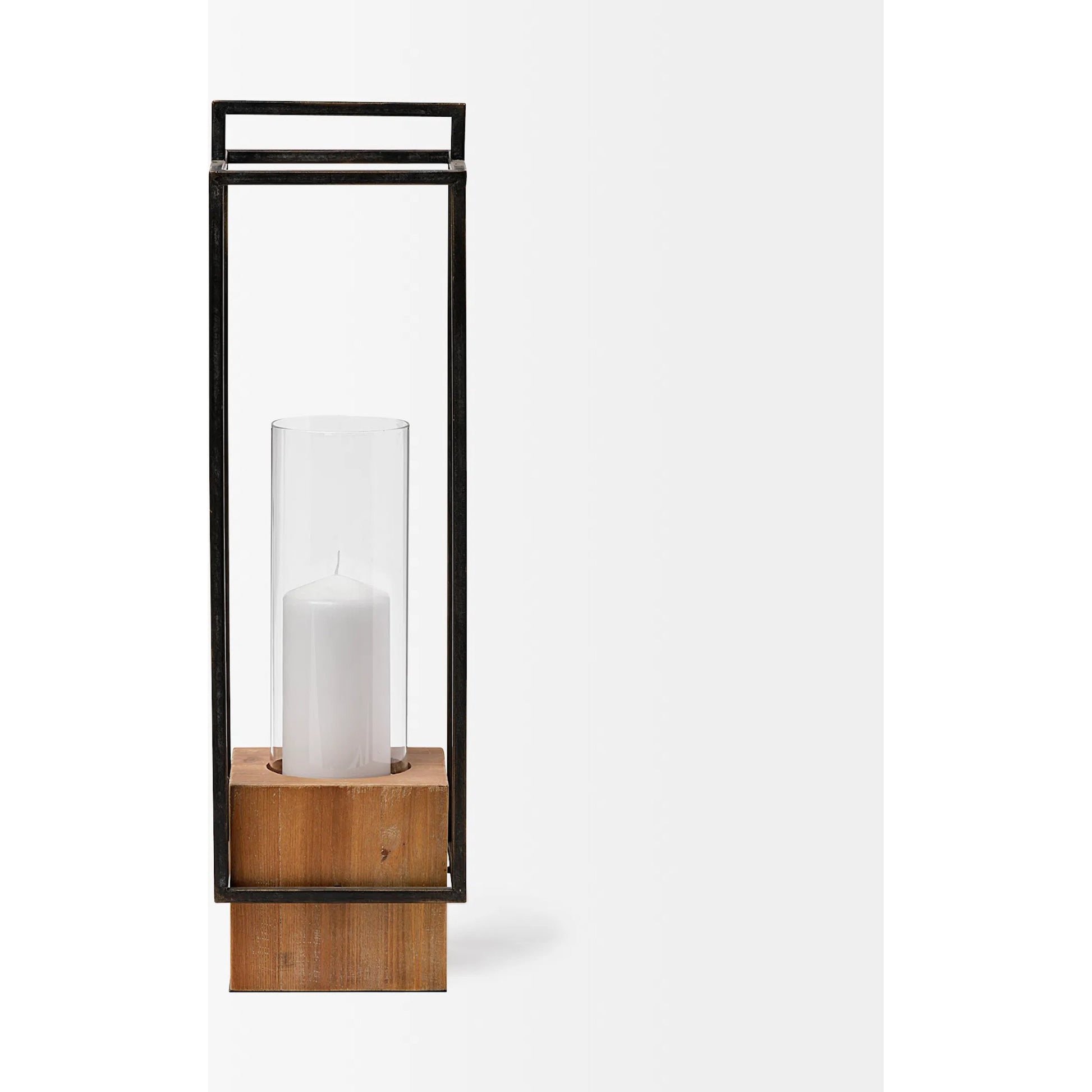 Orionis Wood Black Lantern Candle Holder by Mercana in natural. Made from unique in a modern style.