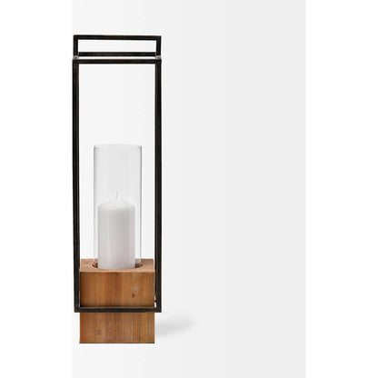 Orionis Wood Black Lantern Candle Holder by Mercana in natural. Made from unique in a modern style.