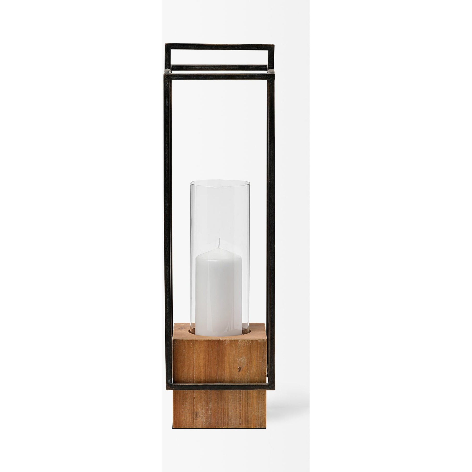 Orionis Wood Black Lantern Candle Holder by Mercana in natural. Made from unique in a modern style.