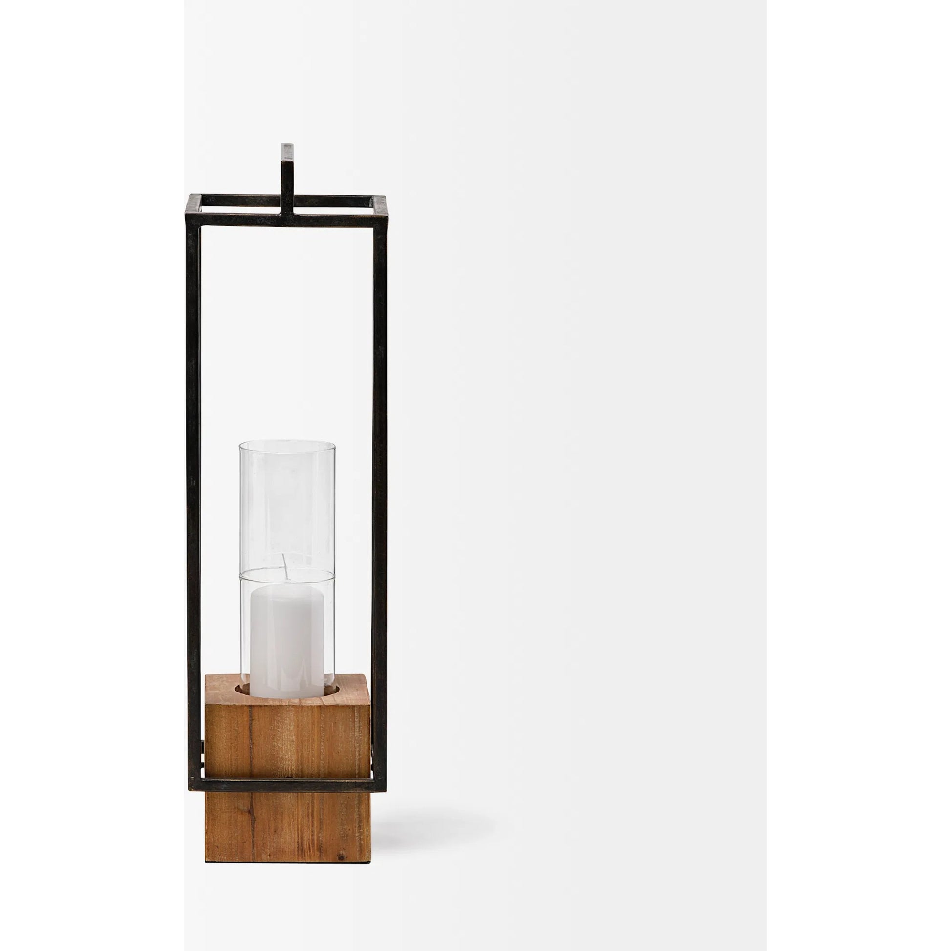 Orionis Wood Black Lantern Candle Holder by Mercana in natural. Made from unique in a modern style.