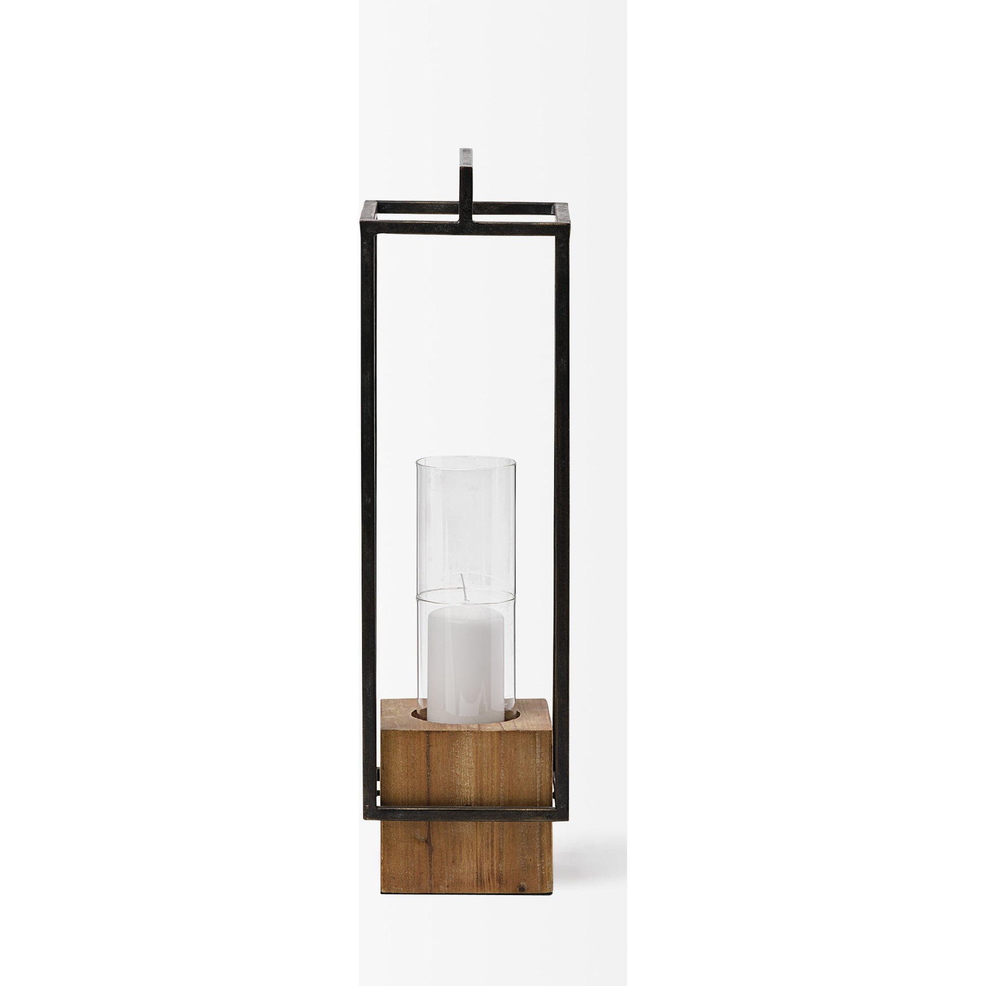 Orionis Wood Black Lantern Candle Holder by Mercana in natural. Made from unique in a modern style.
