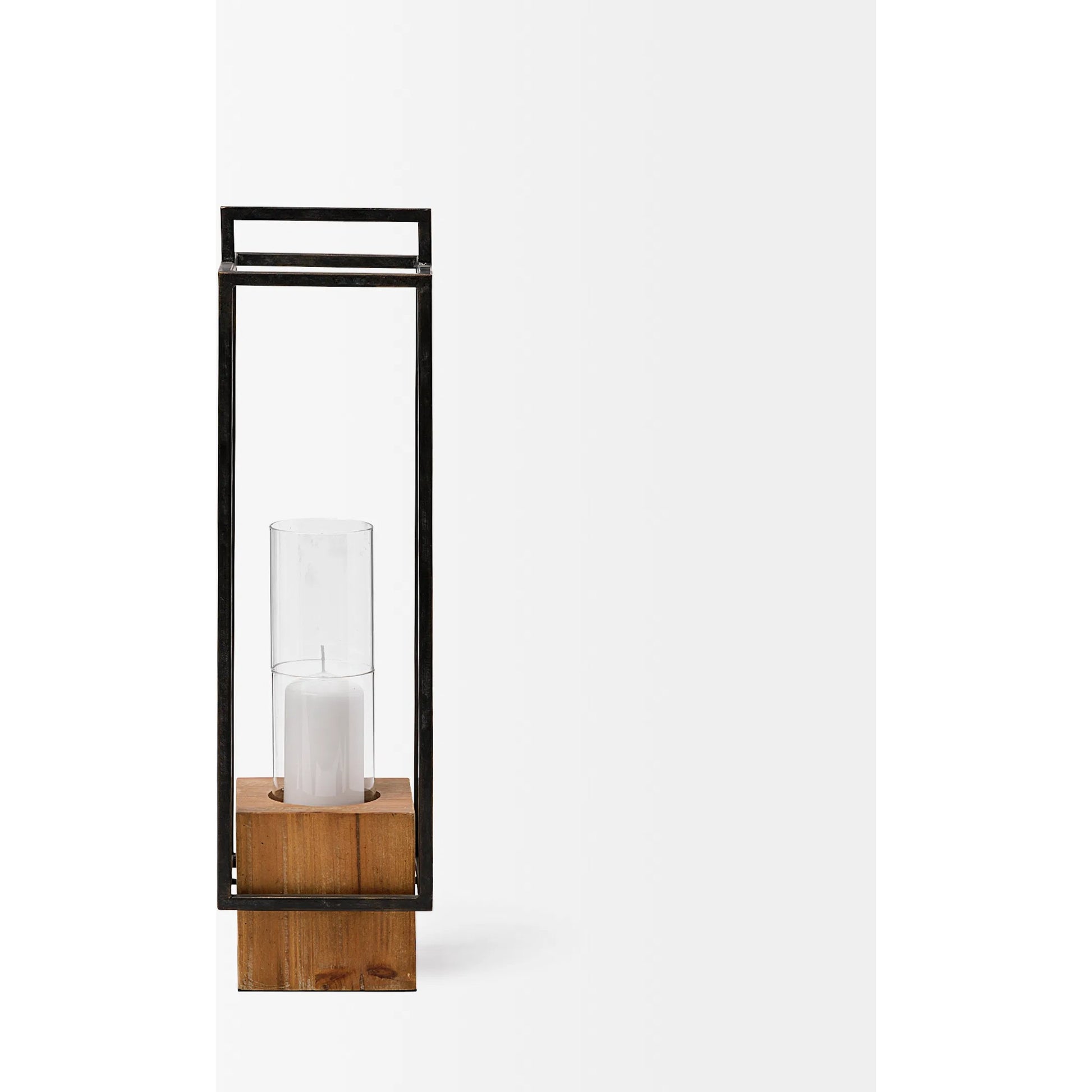Orionis Wood Black Lantern Candle Holder by Mercana in natural. Made from unique in a modern style.