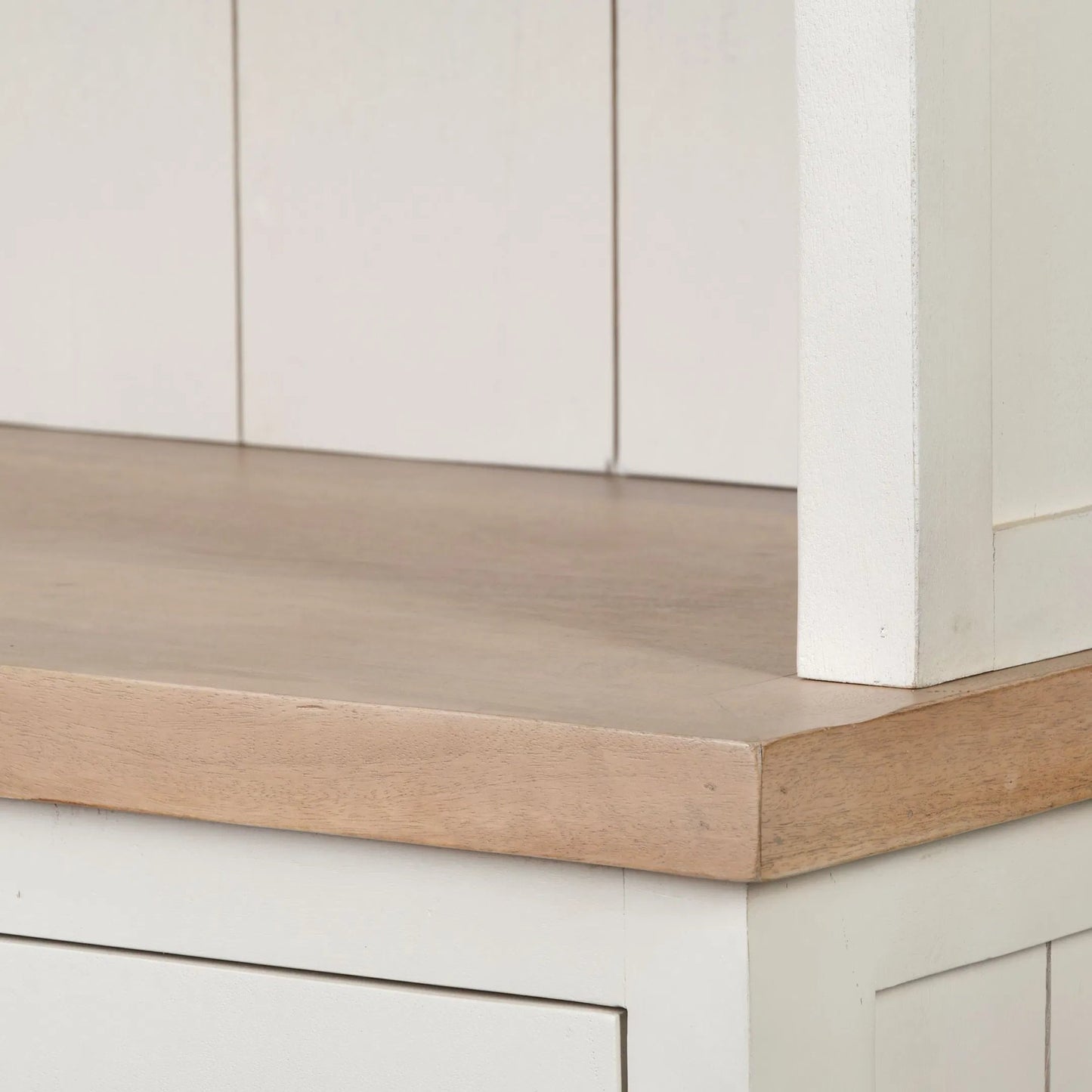 046 SR-815170 | Closeup | Fairview Shelving Unit by Mercana in natural, white. Made from unique in a cottage & farmhouse style.