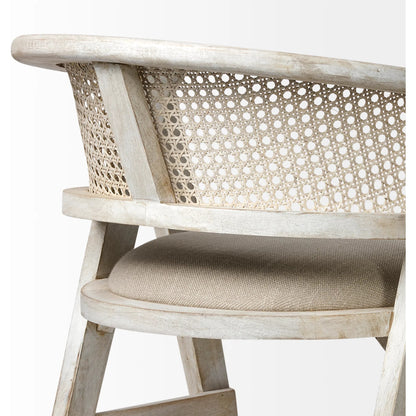 Tabitha Upholstered Seat Bar/Counter Stool by Mercana in blonde. Made from unique in a coastal style.