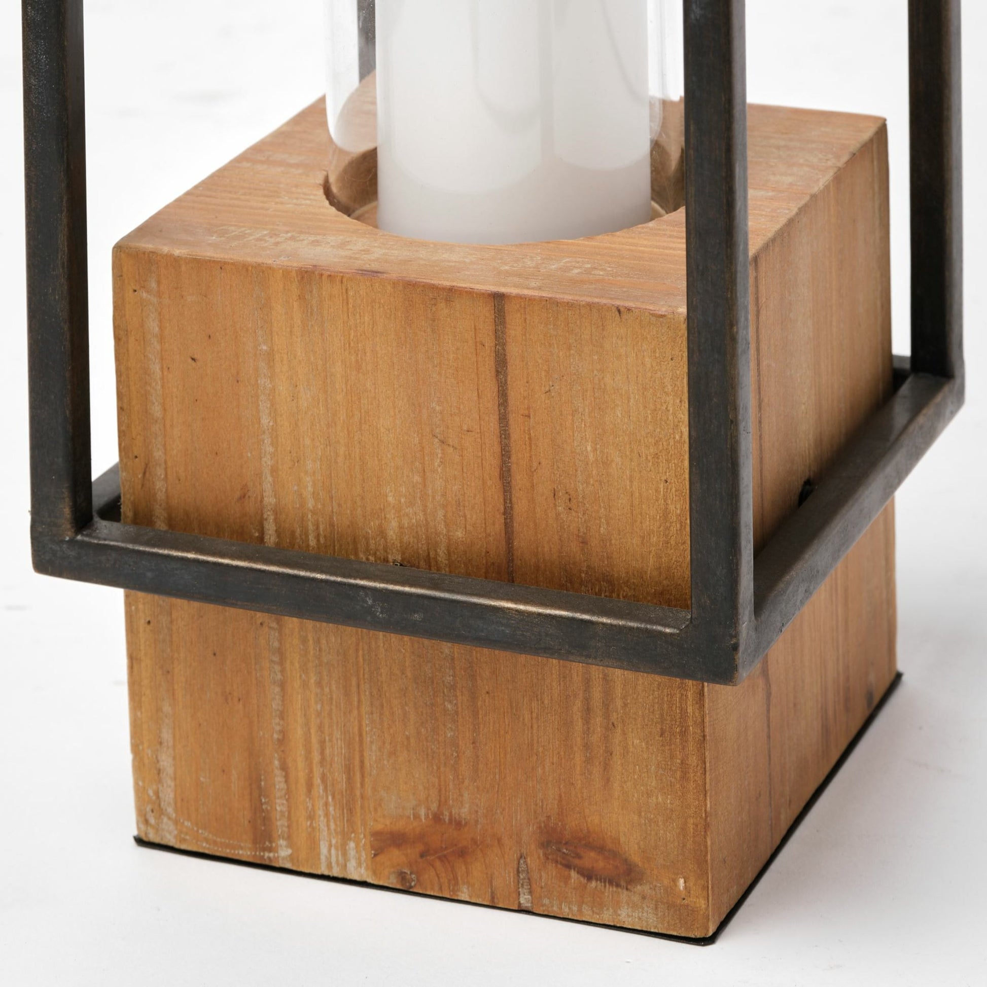 Orionis Wood Black Lantern Candle Holder by Mercana in natural. Made from unique in a modern style.