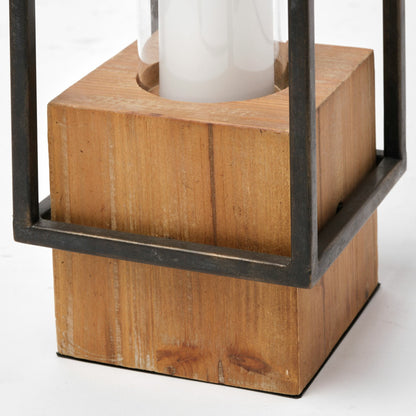 Orionis Wood Black Lantern Candle Holder by Mercana in natural. Made from unique in a modern style.