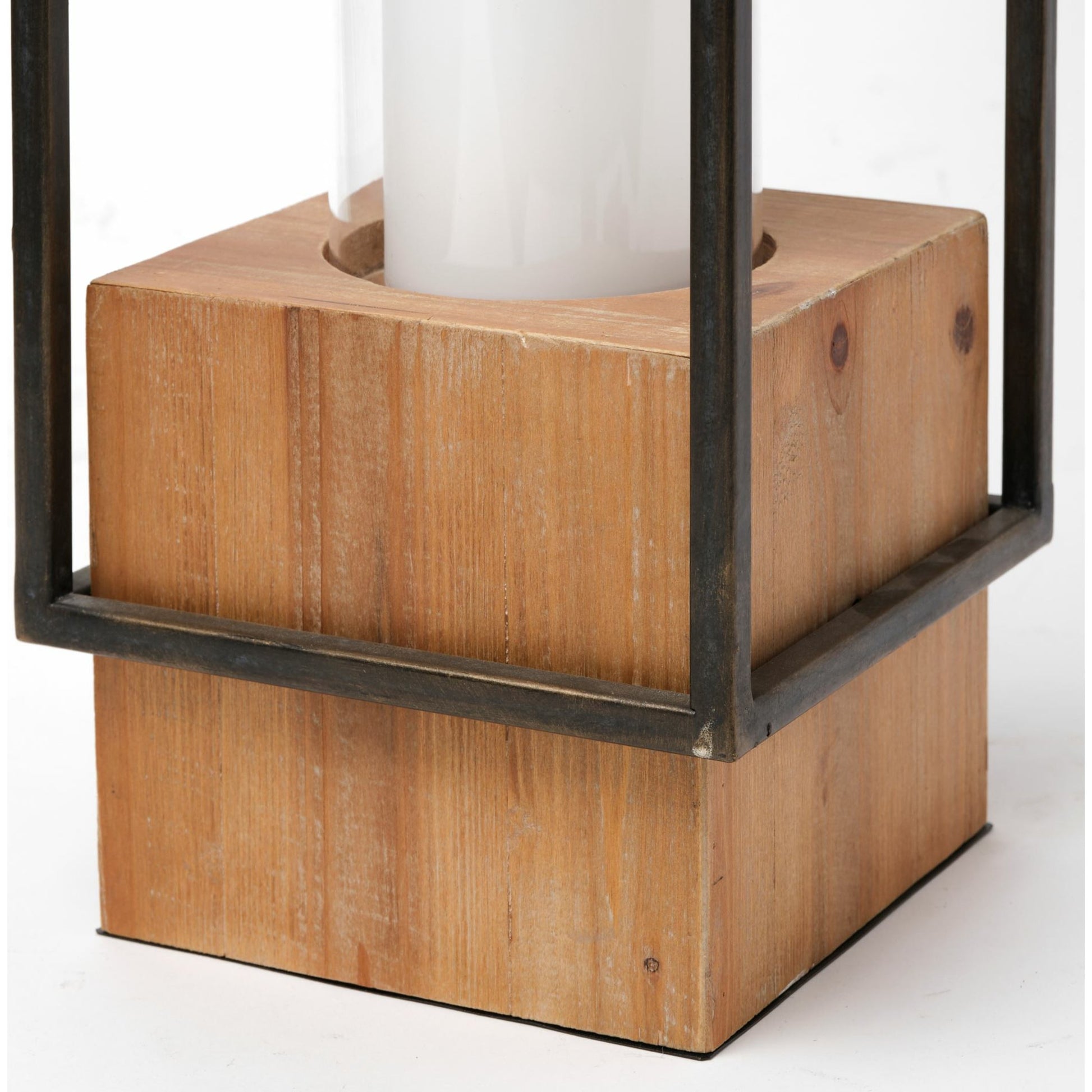 Orionis Wood Black Lantern Candle Holder by Mercana in natural. Made from unique in a modern style.