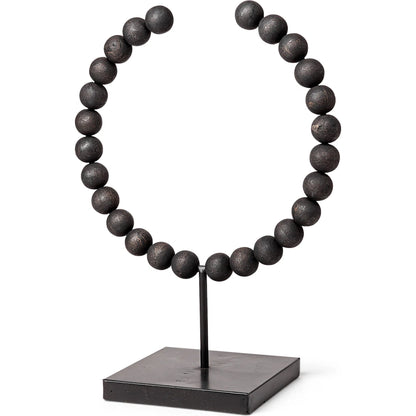 Tulane I Beaded Broken Sphere Decorative Object by Mercana in black. Made from unique in a transitional style.