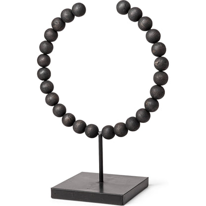 Tulane I Beaded Broken Sphere Decorative Object by Mercana in black. Made from unique in a transitional style.