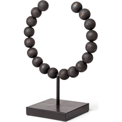 Tulane I Beaded Broken Sphere Decorative Object by Mercana in black. Made from unique in a transitional style.