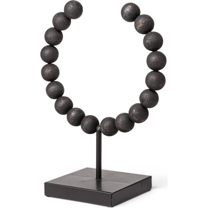 Tulane I Beaded Broken Sphere Decorative Object by Mercana in black. Made from unique in a transitional style.