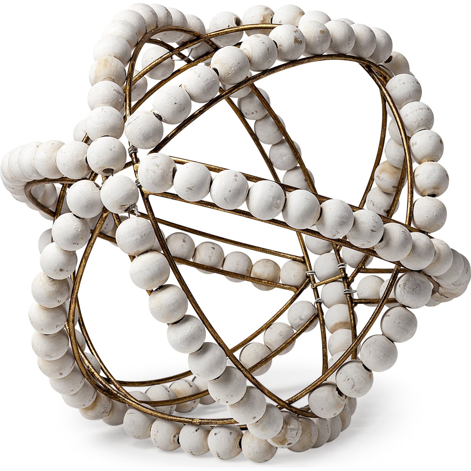 Espanlade I Wooden Beaded Orb by Mercana in white. Made from unique in a coastal style.