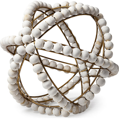 Espanlade I Wooden Beaded Orb by Mercana in white. Made from unique in a coastal style.