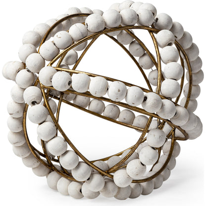 Espanlade I Wooden Beaded Orb by Mercana in white. Made from unique in a coastal style.