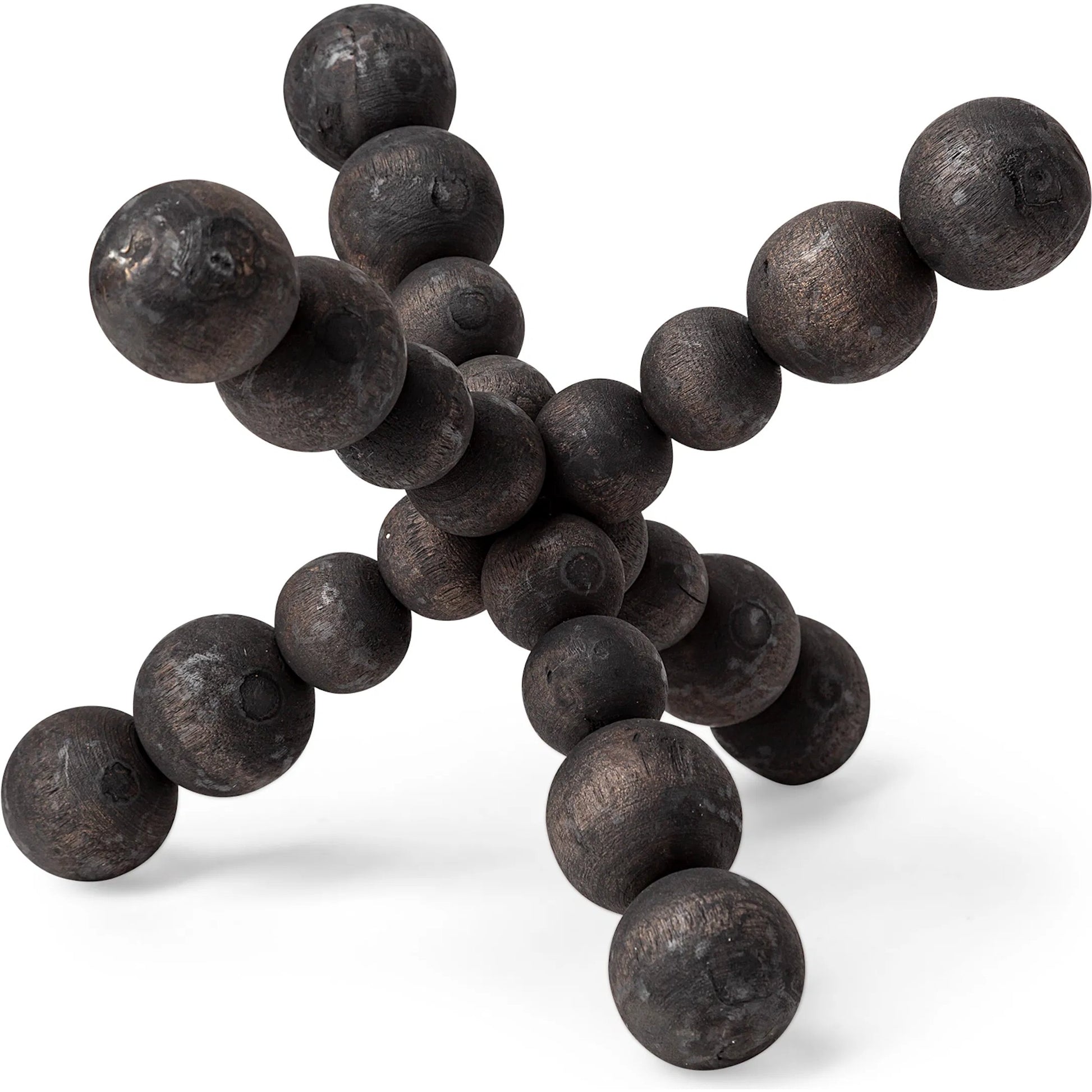 Carollan I Geometric Wood Ball Jack by Mercana in rustic black. Made from unique in a modern style.