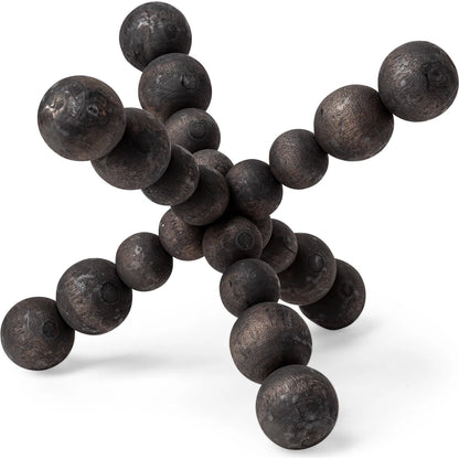 Carollan I Geometric Wood Ball Jack by Mercana in rustic black. Made from unique in a modern style.