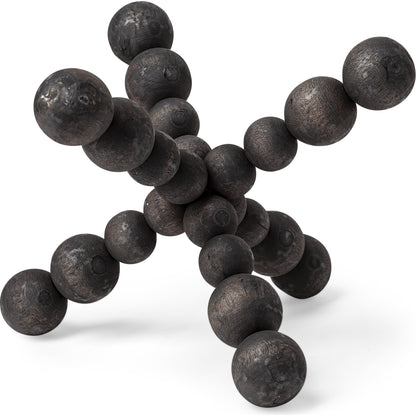 Carollan I Geometric Wood Ball Jack by Mercana in rustic black. Made from unique in a modern style.