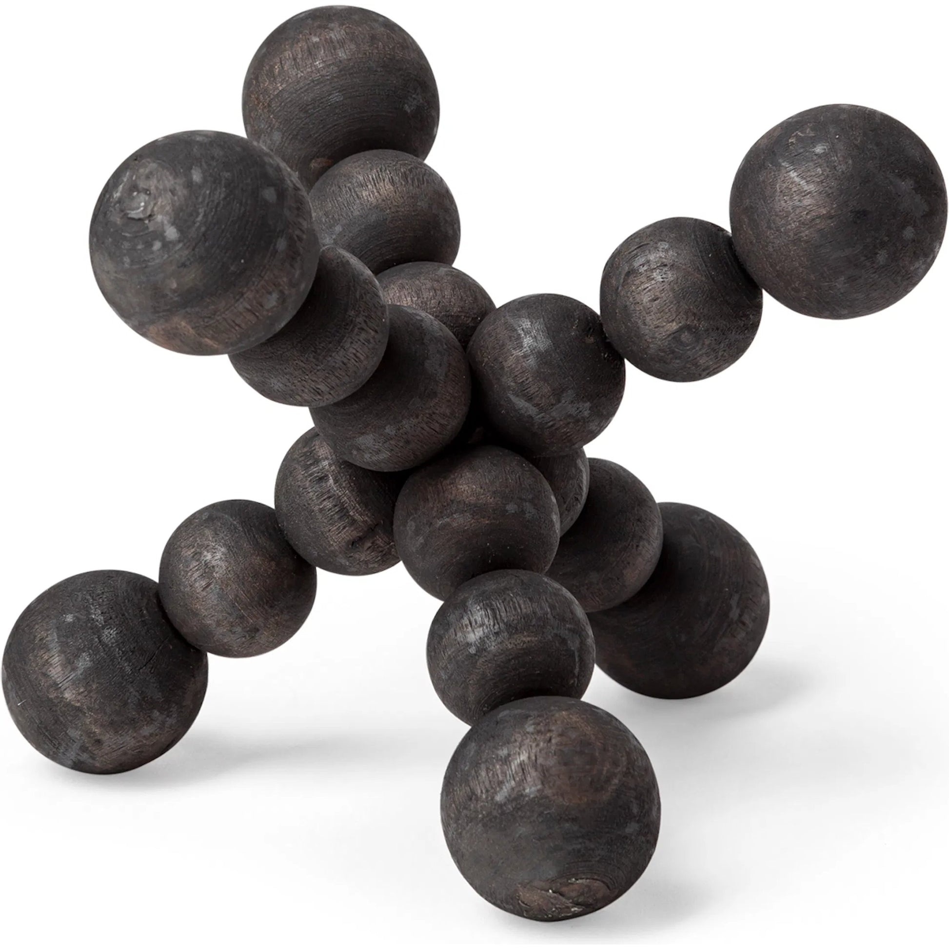 Carollan I Geometric Wood Ball Jack by Mercana in rustic black. Made from unique in a modern style.