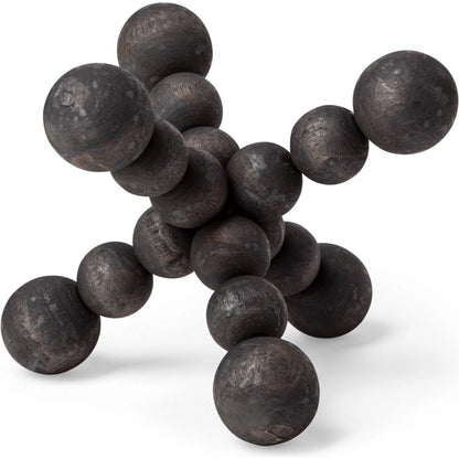 Carollan I Geometric Wood Ball Jack by Mercana in rustic black. Made from unique in a modern style.