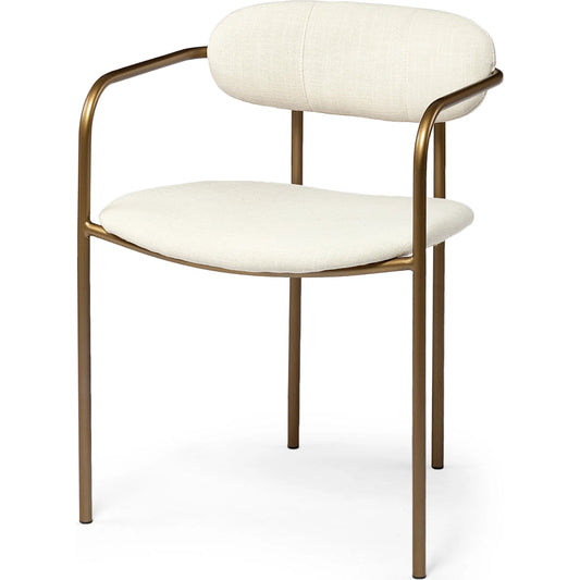 001 SR-387755 | Primary Silo | Parker Upholstered Dining Chair (Set of 2) by Mercana in white, gold. Made from fabric, metal in a modern style.
