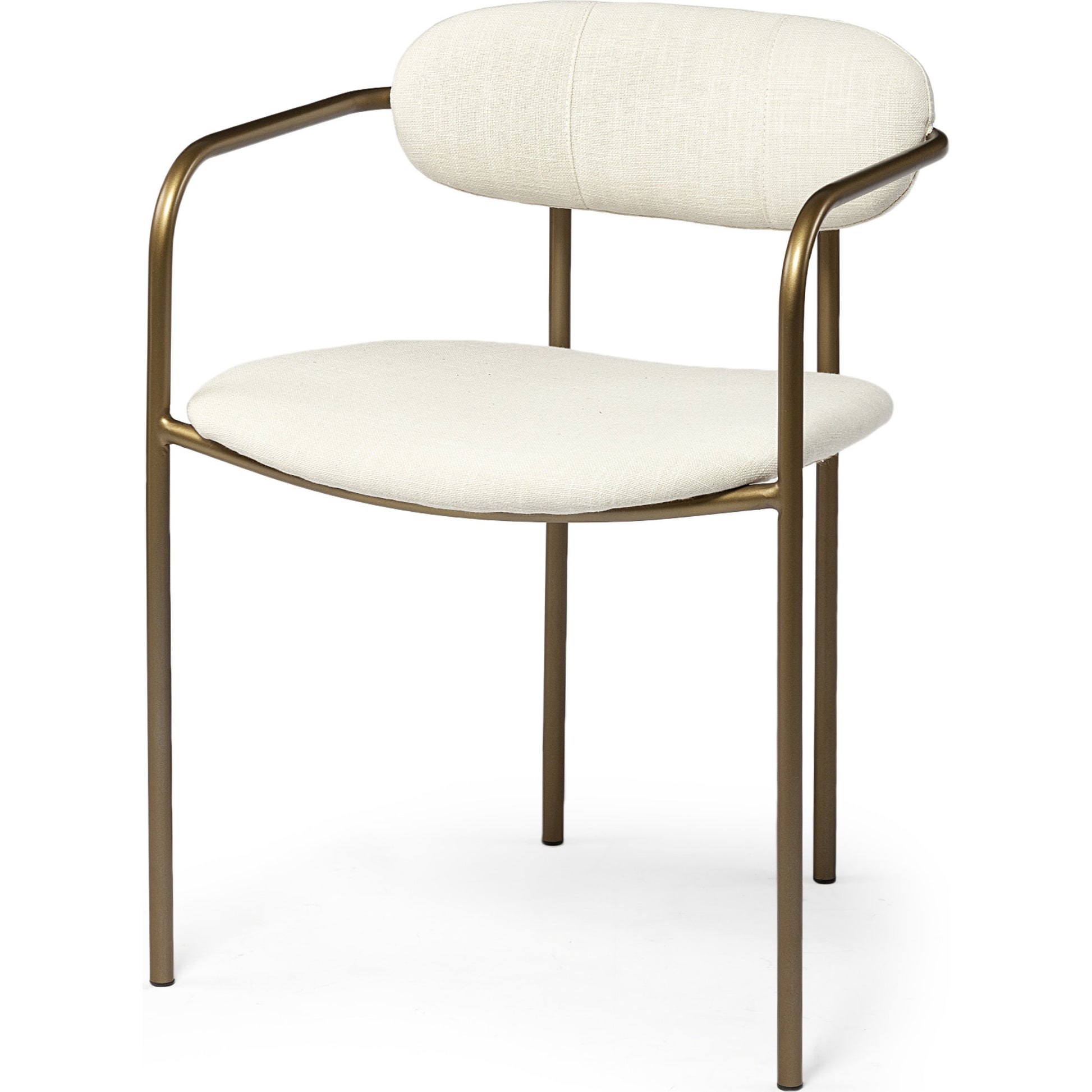 Parker Upholstered Dining Chair (Set of 2) by Mercana in white, gold. Made from fabric, metal in a modern style.