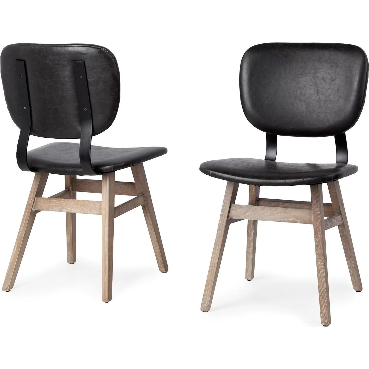 111 SR-746274 | Additional Silo | Haden Dining Chair (Set of 2) by Mercana in black. Made from faux-leather in a rustic style.