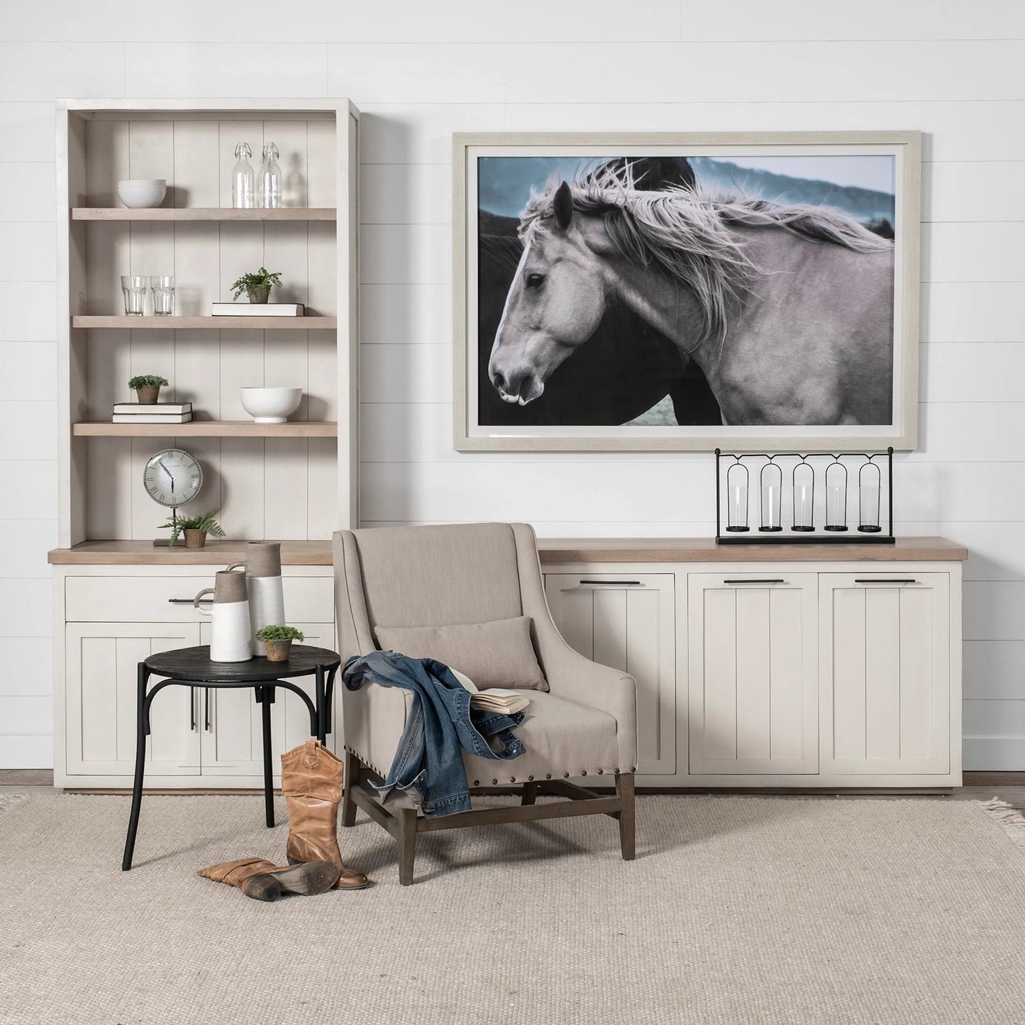 061 SR-815172 | Lifestyle | Fairview Sideboard by Mercana in natural, white. Made from unique in a cottage & farmhouse style.