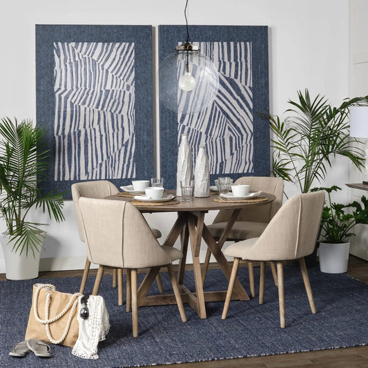 Jennings Dining Table by Mercana in brown. Made from mango wood in a modern style.