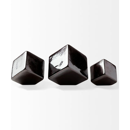 Mayweather Black Geometric Ceramic Cubes Set of Three by Mercana in natural. Made from unique in a modern style.